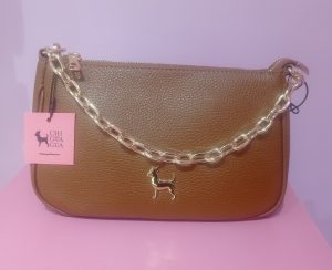 Bolso Chiguagua de piel Marrón Chain