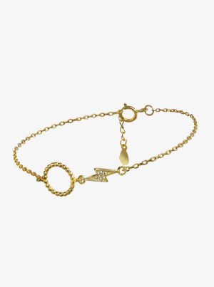 Pulsera Chiguagua Rayo y Círculo Dorado
